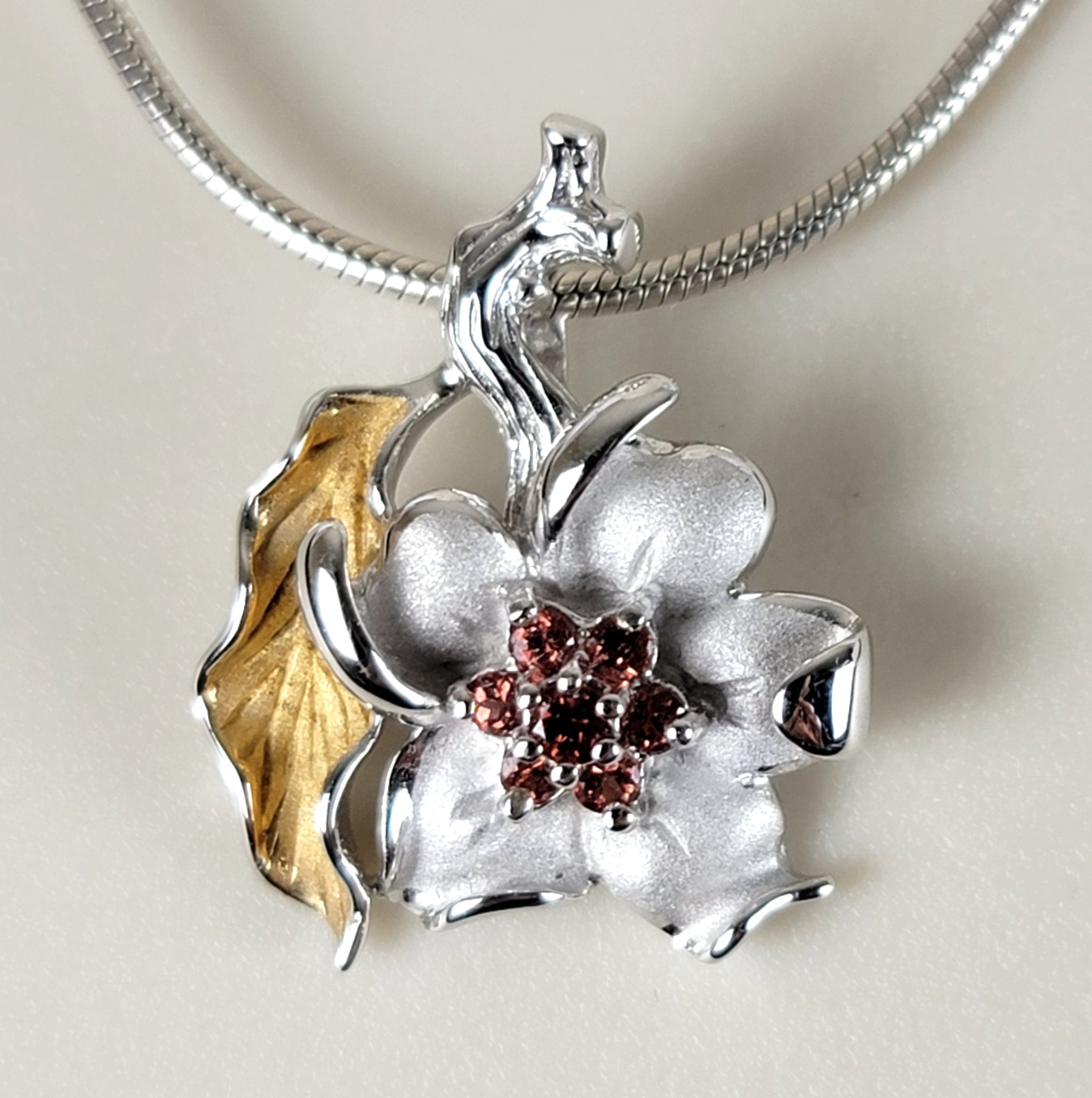 ShopNBC 18K Vermeil Garnet Camellia Flower Pendant Sterling Silver 925 ShopNBC 18K Vermeil Garnet Camellia Flower Pendant Sterling Silver 925
