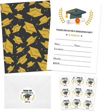 30 Pack Graduation Invitations Cards with Envelopes & Stickers, Graduation Hat picture