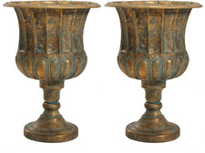 Bronze Antique Iron Urn Planters 2-Pack - Classic Outdoor Flower Pots picture