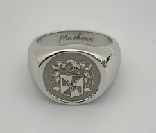 Custom Sterling Silver Coat of Arms Signet Ring Family Crest Heraldic Jewelry picture