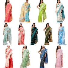 Women's Traditional Bengal Cotton Silk Soft Jamdani Saree Without Blouse Piece picture
