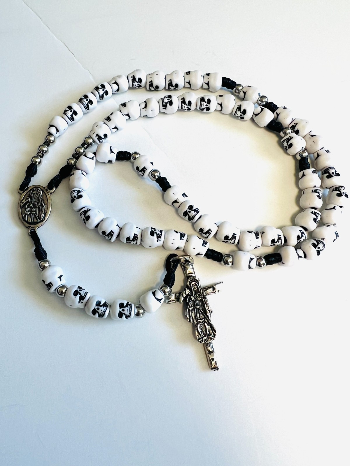 Memento Mori Santa Muerte skull rosary