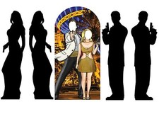 Secret Agent Bond Theme Gold Cardboard Cutout Pack of 3 Stand In & Silhouettes picture