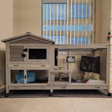 Rabbit Hutch Bunny Cage Rabbit Cage with Waterproof Roof & Tray Indoor & Outdoor picture