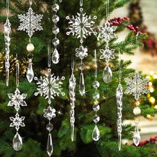 18Pcs Christmas Crystal Ornaments Ornament Tree Snowflake Icicle Clear Pendants picture