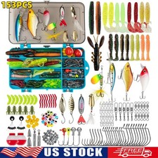 153PCS Versatile Fishing Lures & Tackle Box Set Kit Ideal for Bass&Trout Gift  picture