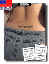 Semi Permanent Tattoo, "Unforgettable" Words Script Design, Small | 2 Sheets, Re picture