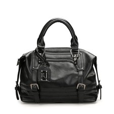 Vintage-Style PU Leather Boston Handbag with Removable Strap picture