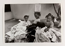 1980s African American Girls Disaster Shelter Clothes Giveaway VTG Press Photo picture