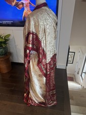 Sari Handmade Silk Saree South Indian Party Wear Size XL Red, Gold & Ivory picture
