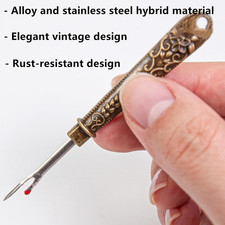 Vintage Sewing Seam Ripper Set - 2 Metal Thread Removers for Easy Stitch Removal picture