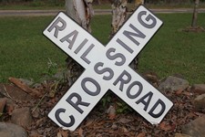1-Large RAILROAD CROSSING Enameled Wall Sign,Collectible,Free Ship,RRW-T picture