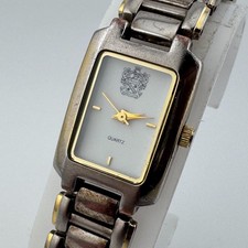 Vintage Paolo Gucci Japan Quartz Watch Women Dual Tone Rectangle New Battery 6" picture