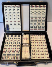 NOS Vintage Japanese Mahjong Set SEALED Tax Stamp Bamboo Back Tiles Japan picture