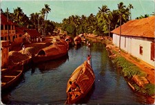 Kerala Backwaters India Boats and Canal Continental Postcard B855 picture