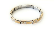 Italian Charm Bracelet Stainless Steel Silver Gold & Heart Links 9 mm Modular  picture