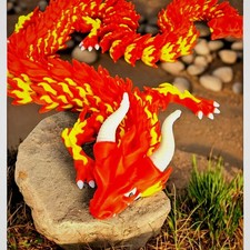 Articulated Flexi Dragon 3D Print – Red Yellow White 21 Inch Figure picture