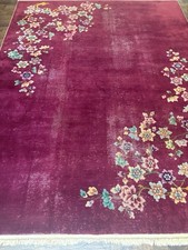 11.2x8.8 FT Antique Handmade Chinese Art Deco Wool Rug ( C- 1920’s or 1910’s) . picture