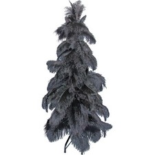 Black Ostrich Feather Christmas Tree Real Bird Feather Branches Stand Included picture