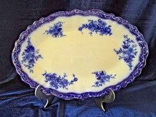 Antique Stanley Pottery Co Touraine Flow Blue Oval Platter Staffordshire England picture