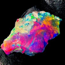 10 Ct Black Ethiopian Opal Rough, Jewelry Grade Welo Opal Rough, Multi Fire Opal picture