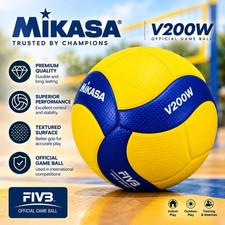 Mikasa V200W Volleyball Official FIVB Game Ball Size 5 Indoor Outdoor Blue Yello picture