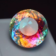 Mystic Topaz Natural Rainbow Color ROUND Cut 70.10 Ct Certified Gemstone picture