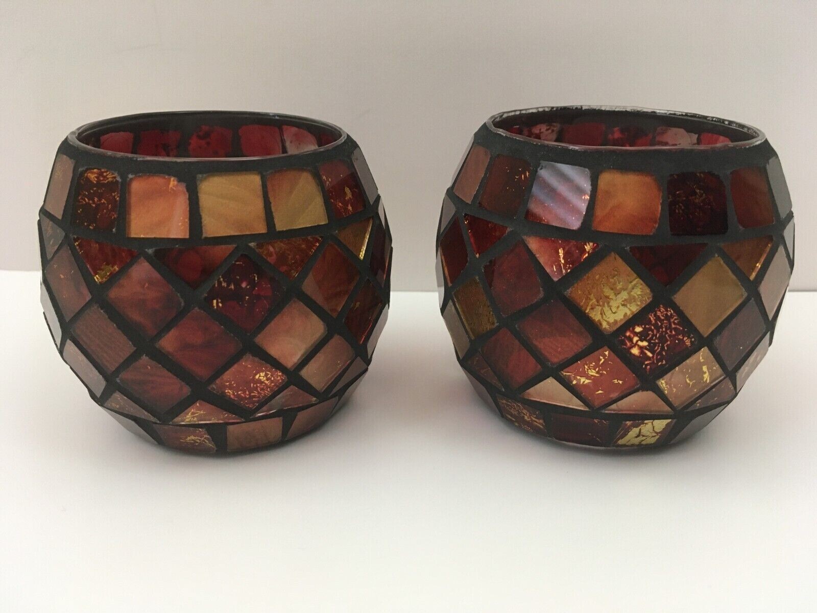 Candle Holders TWO Mosaic Bowls Home Décor Stained Glass Mosaic Bowl Holders Candle Holders TWO Mosaic Bowls Home Décor Stained Glass Mosaic Bowl Holders