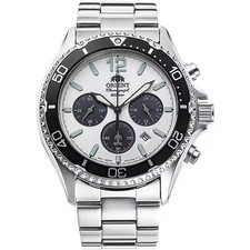 Orient Solar Chronograph White Dial Men's Watch RN-TX0203S Japan Sapphire picture