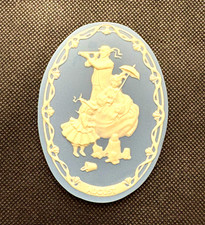 Blue & White Wedgwood Jasperware Wall Hanging Plaque August picture