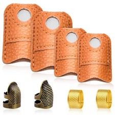 Yizzvb 8 Pcs Sewing Thimble, Leather Thimbles Metal Finger 8 Pcs, 3 Color picture