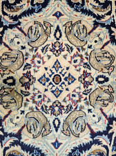 Nain Design Hand-Knotted Wool Rug 6x8 Ivory Floral Medallion Fine Traditional picture
