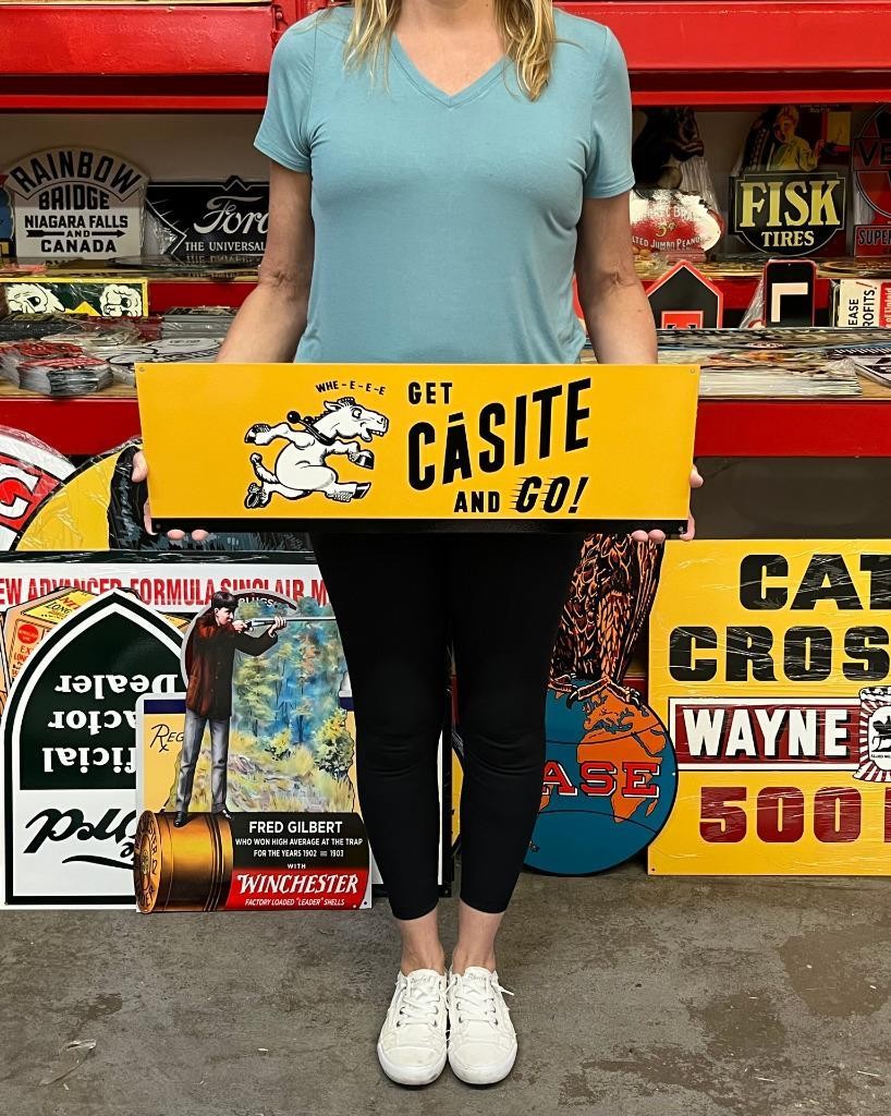 Vintage Style Metal Sign Get Casite And GO NOT Porcelain 25x8 Made USA Vintage Style Metal Sign Get Casite And GO NOT Porcelain 25x8 Made USA