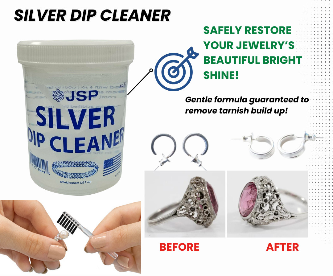 Sterling Silver Dip Cleaner Tarnish Remover 925 Jewelry Cleaning Solution 8oz Sterling Silver Dip Cleaner Tarnish Remover 925 Jewelry Cleaning Solution 8oz