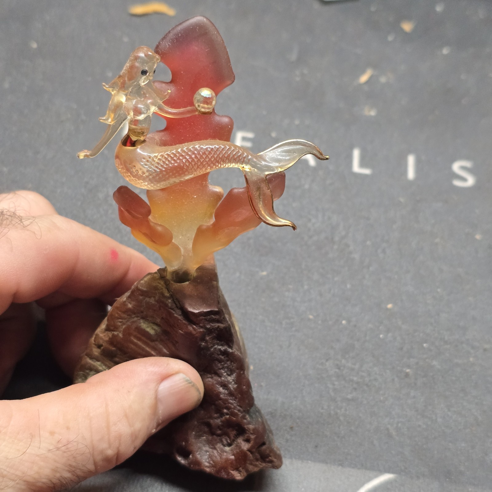 Vintage Rare Glass And Crystal Mermaid Sculpture