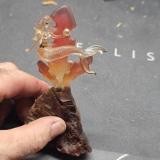 Vintage Rare Glass And Crystal Mermaid Sculpture picture