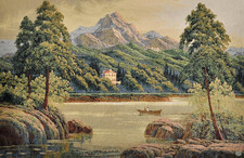Large Vintage Woven Tapestry Wall Hanging 41.5" X 28" | Fine Art Jacquard Alpine picture