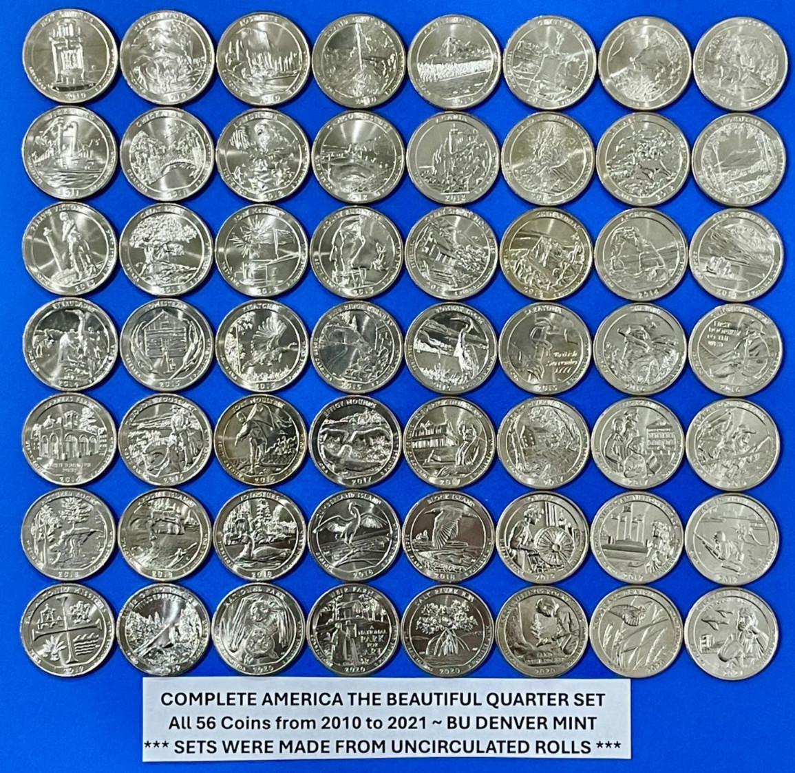 2010-2021 National Park Quarter 56 Coin Uncirculated Set ~ ALL DENVER MINT 2010-2021 National Park Quarter 56 Coin Uncirculated Set ~ ALL DENVER MINT