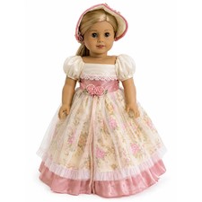 Colonial Pink & Yellow Floral Dress 18" Doll Clothes Fits American Girl Doll picture