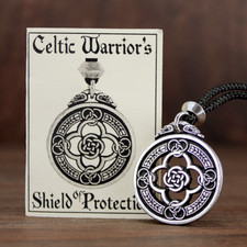 Warrior's Shield Celtic Jewelry Knot Pewter Pendant Protection Amulet picture