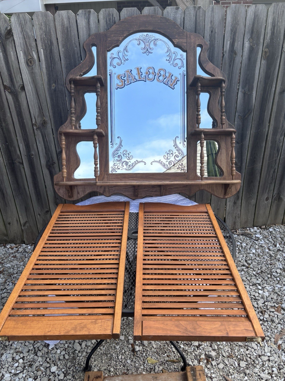VINTAGE SALOON BAR SHELF AND SWINGING SALOON DOORS VINTAGE SALOON BAR SHELF AND SWINGING SALOON DOORS
