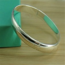 New 925 Sterling Silver Woman's Bracelet Glossy Open Bangle Fashion Jewellry picture