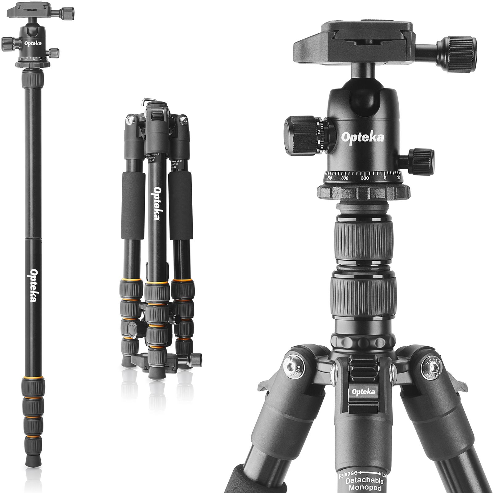 Opteka 59" 2-In-1 Photo Video Travel Tripod Monopod Combo with Ball Head + Case Opteka 59" 2-In-1 Photo Video Travel Tripod Monopod Combo with Ball Head + Case