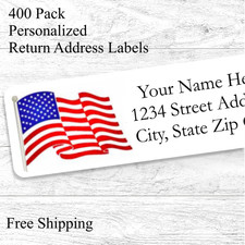 400 American Flag Personalized Return Address Labels Custom Mailing Stickers picture