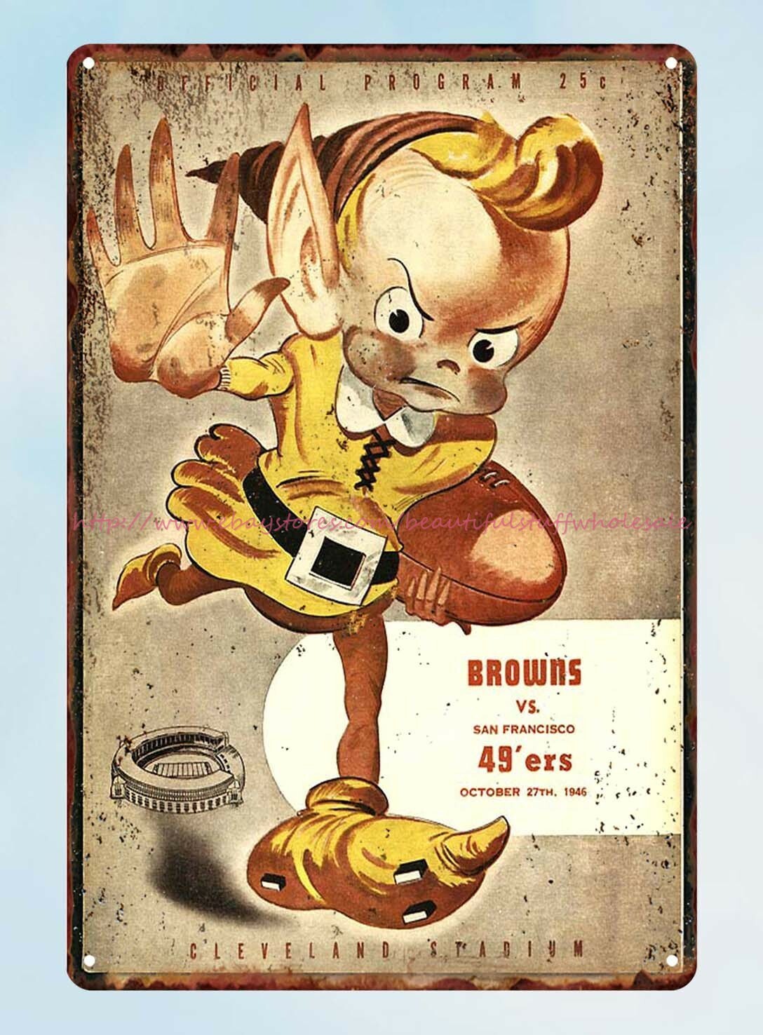 1946 American football  tin sign