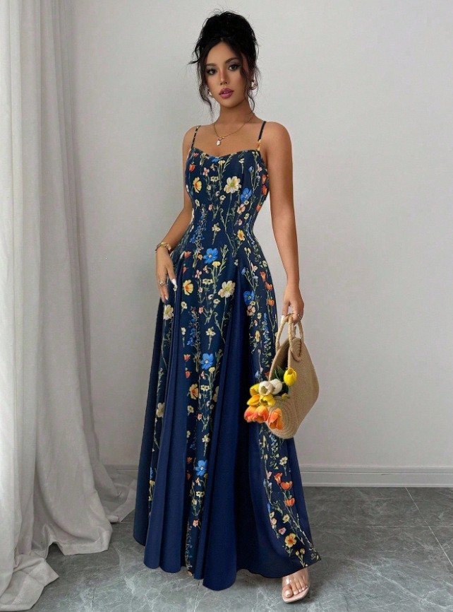 Romantic Floral Maxi Dress French Spring Elegance Romantic Floral Maxi Dress French Spring Elegance