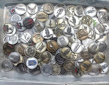 SALE BATCH  10  LOGO GOLF BALL MAGNETIC COIN  MARKERS COLLECTION BRASS SILVER picture