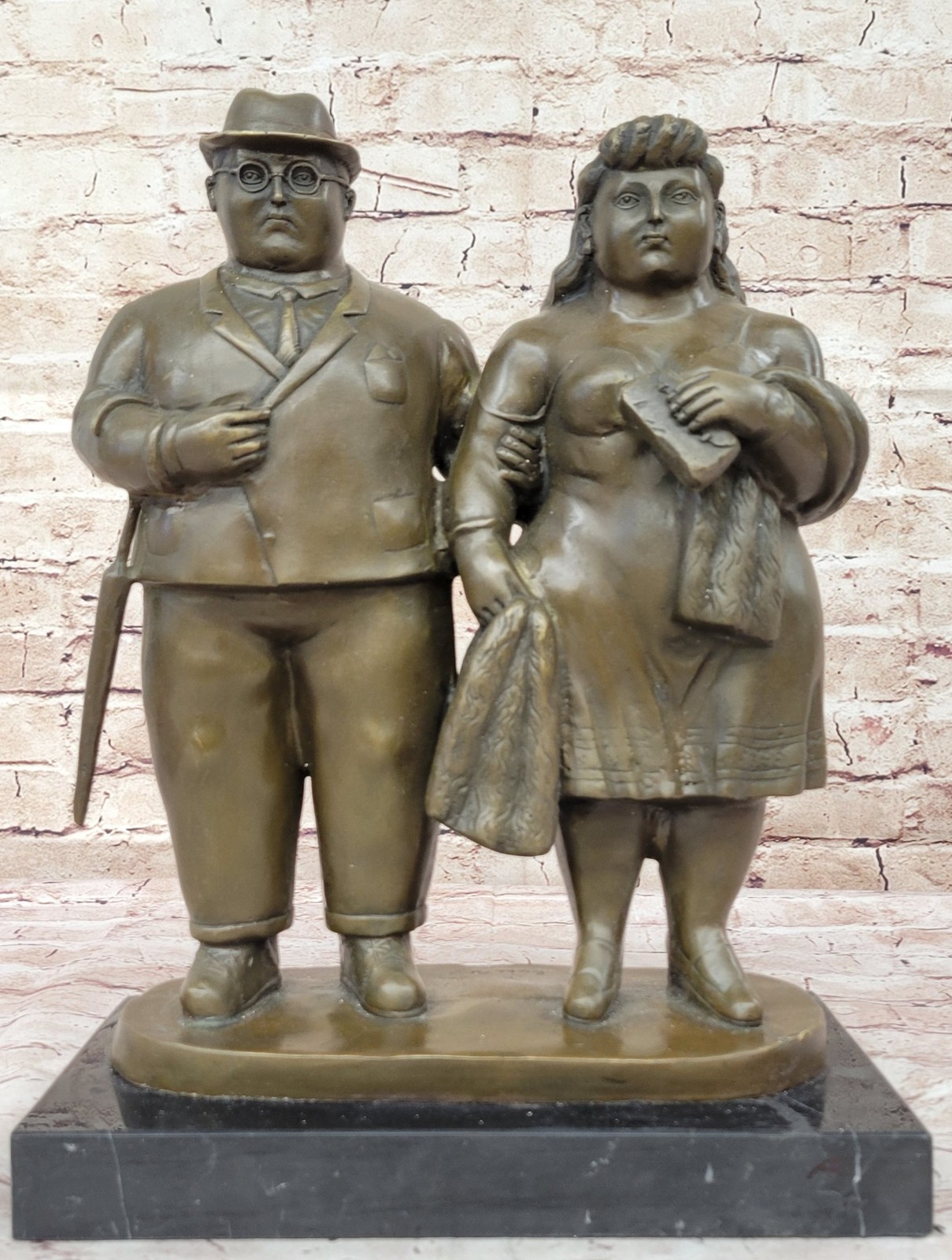 SUPERB MODERN ART BRONZE STROLL COUPLE SIGNED BOTERO SCULPTURE FIGURE FIGURINE SUPERB MODERN ART BRONZE STROLL COUPLE SIGNED BOTERO SCULPTURE FIGURE FIGURINE