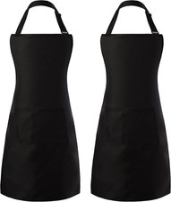 2 Pack Adjustable Bib Apron, Waterdrop Resistant Aprons with 2 Pockets Cooking K picture