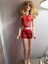 DOLL CLOTHES, HANDMADE RED LINGERIE, W/SHOES FITS 22 INCH TONNER AMERICAN MODELS picture